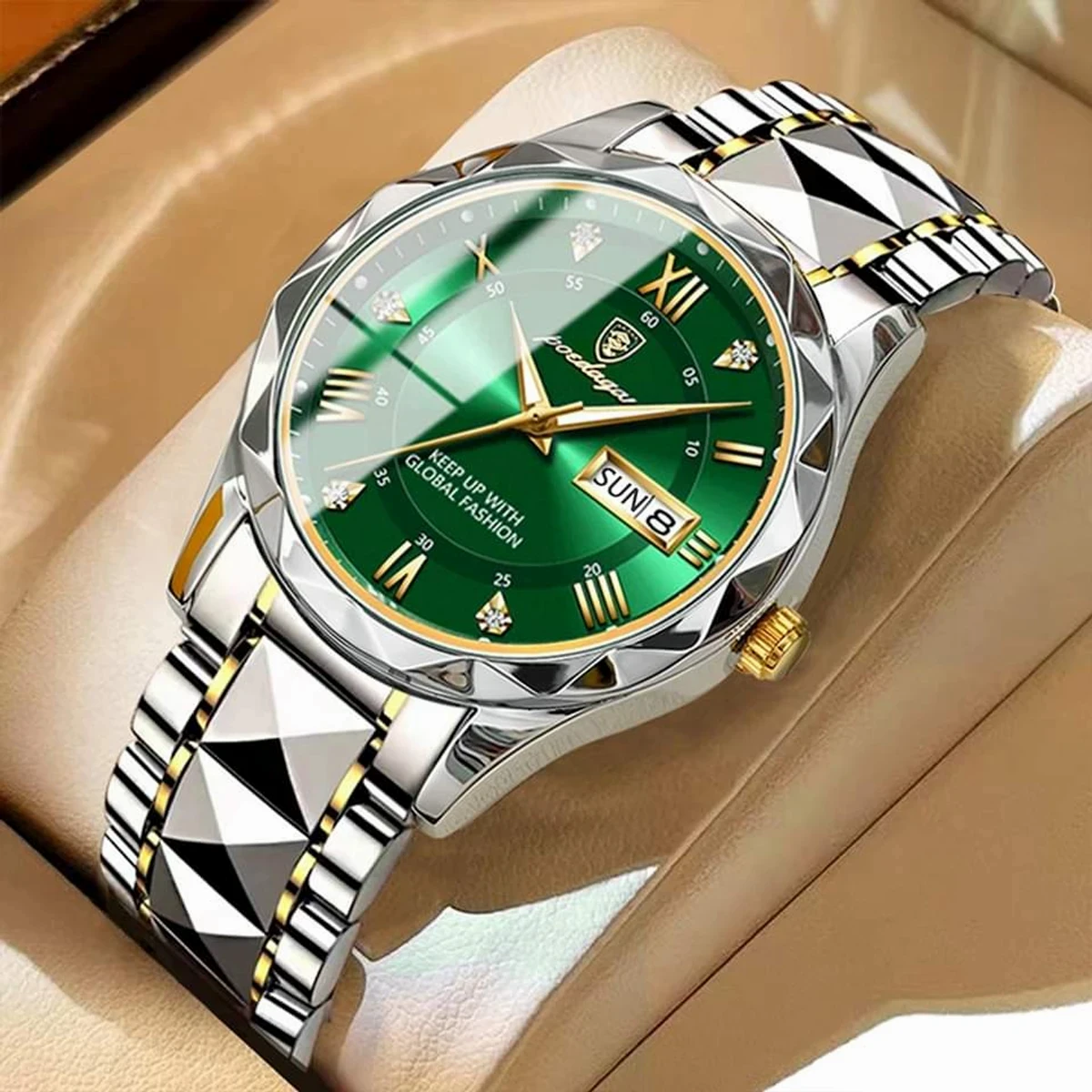POEDAGAR Luxury Men Watches Business Top Brand Man Wristwatch Waterproof Luminous Date Week Quartz Men's Watch High Quality+Box -FULL BLACK