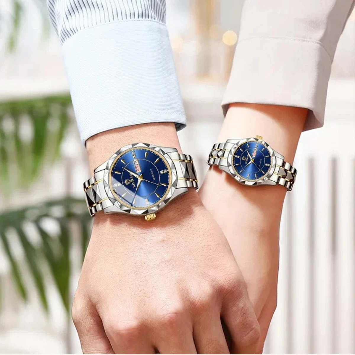COMBO WATCH 2PS 2023 New Luxury BINBOND Watch for Men Stainless Steel Waterproof Watches