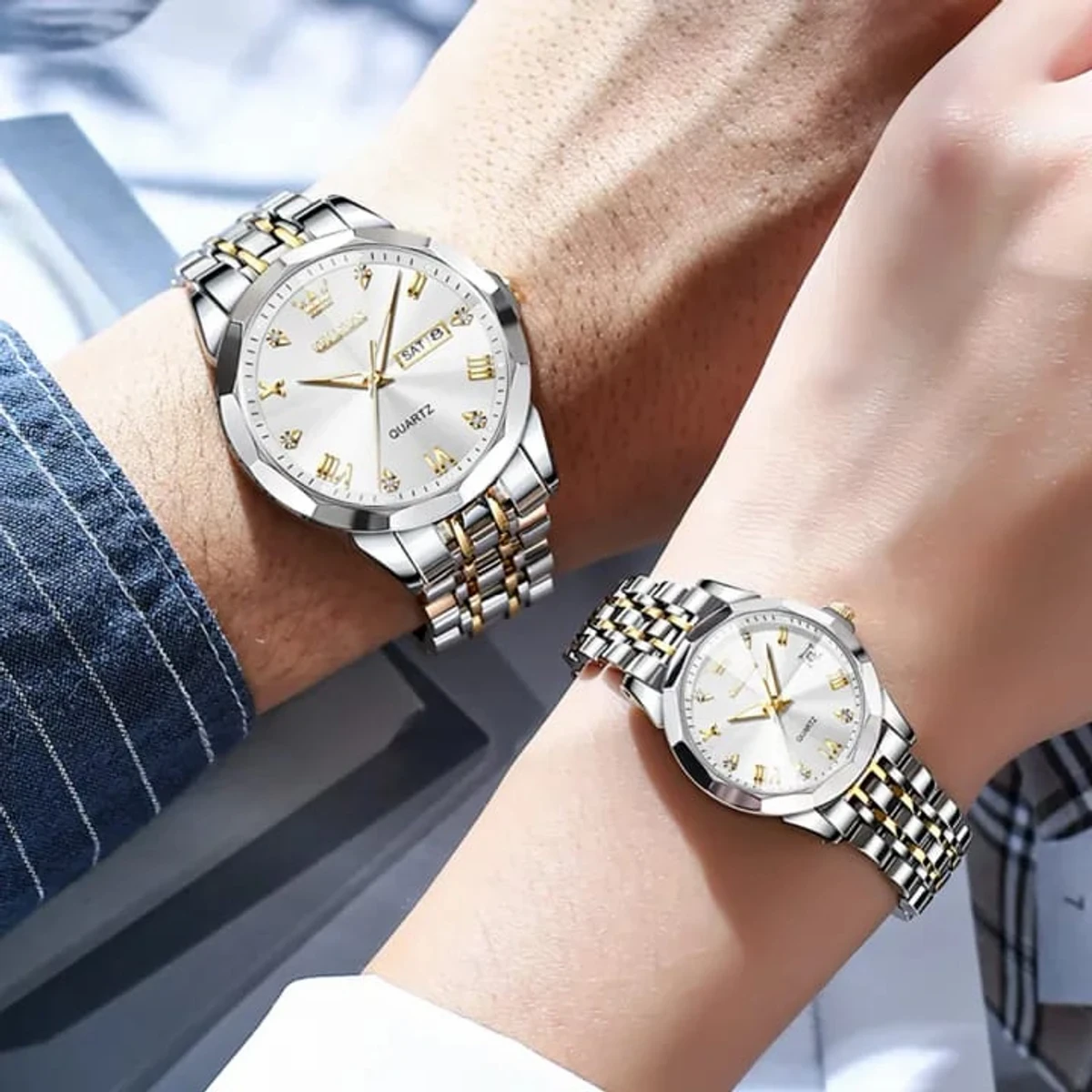 COMBO WATCH 2PS 2023 New Luxury OLEVS MODEL 9931 Watch for Men Stainless Steel Waterproof Watches