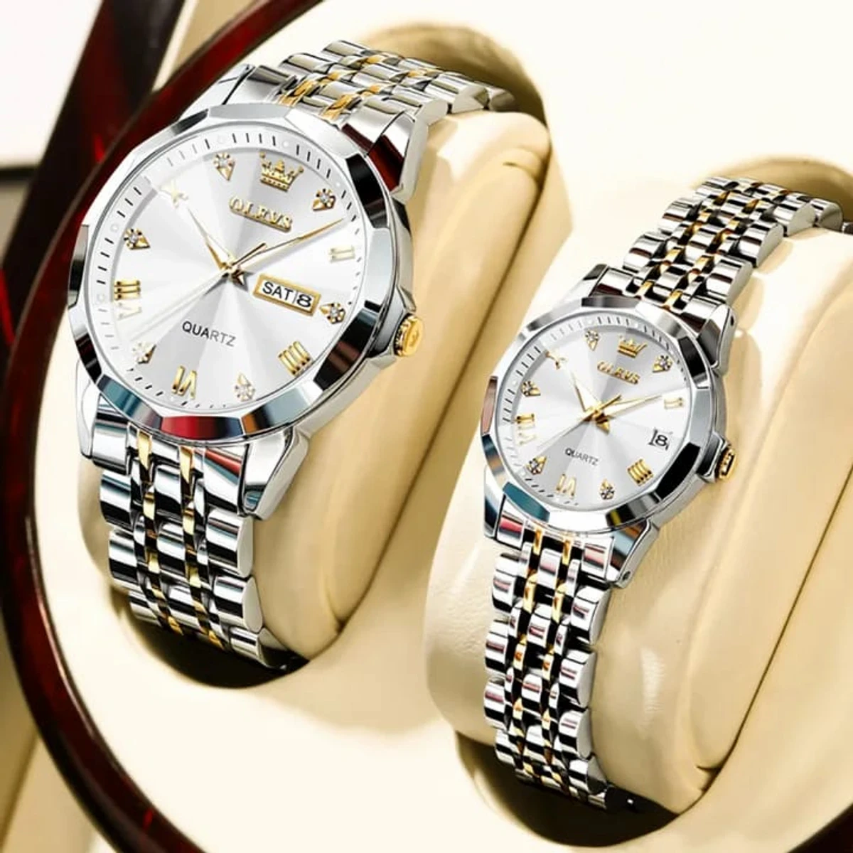 COMBO WATCH 2PS 2023 New Luxury OLEVS MODEL 9931 Watch for Men Stainless Steel Waterproof Watches