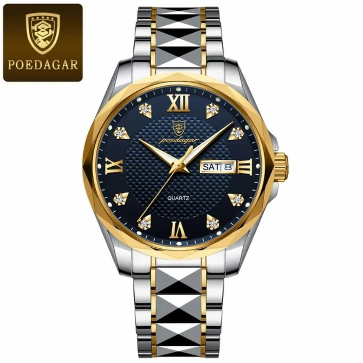POEDAGAR Luxury Watches for Man Waterproof Luminous Galendar Dial High Fashion Quartz Wristwatch Model Number：998 Toton ar Dial Blue cooler