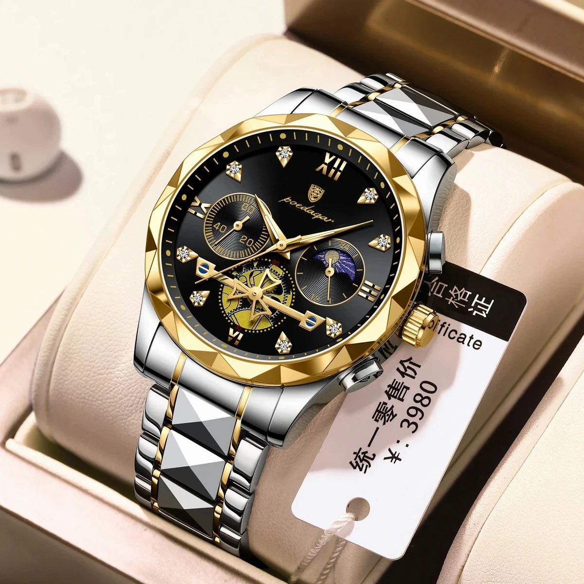 POEDAGAR Luxury Men Watches Business Top Brand Man Wristwatch Waterproof Luminous Date Week Quartz Men's Watch High Quality+Box-SILVER