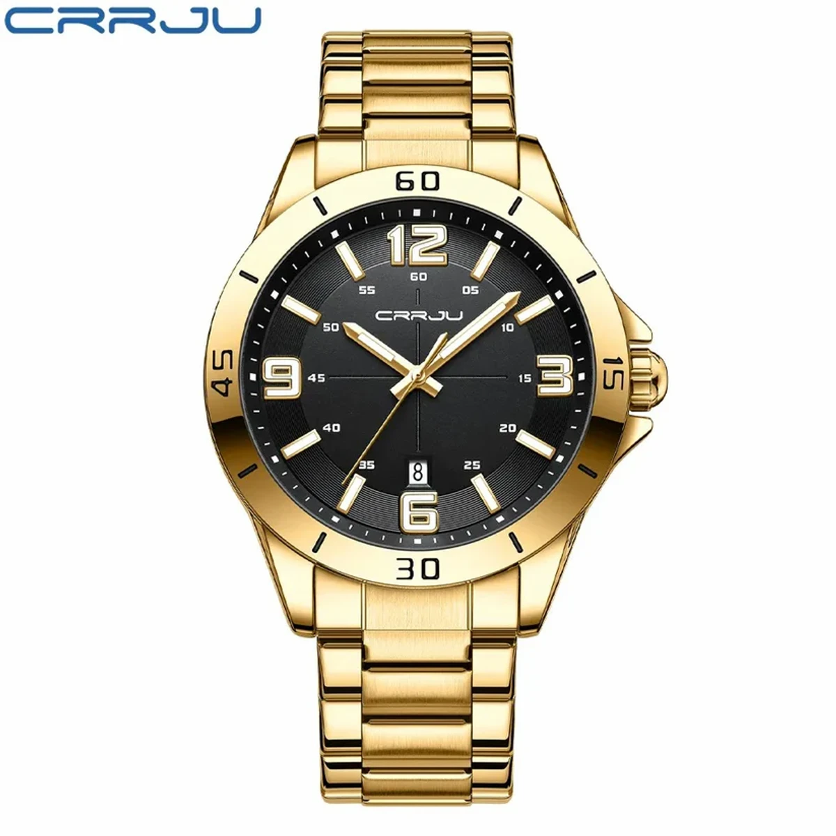CRRJU Business Men Luxury Watches Stainless Steel Quartz Wrsitwatches Male Auto Date Clock with Luminous Hands