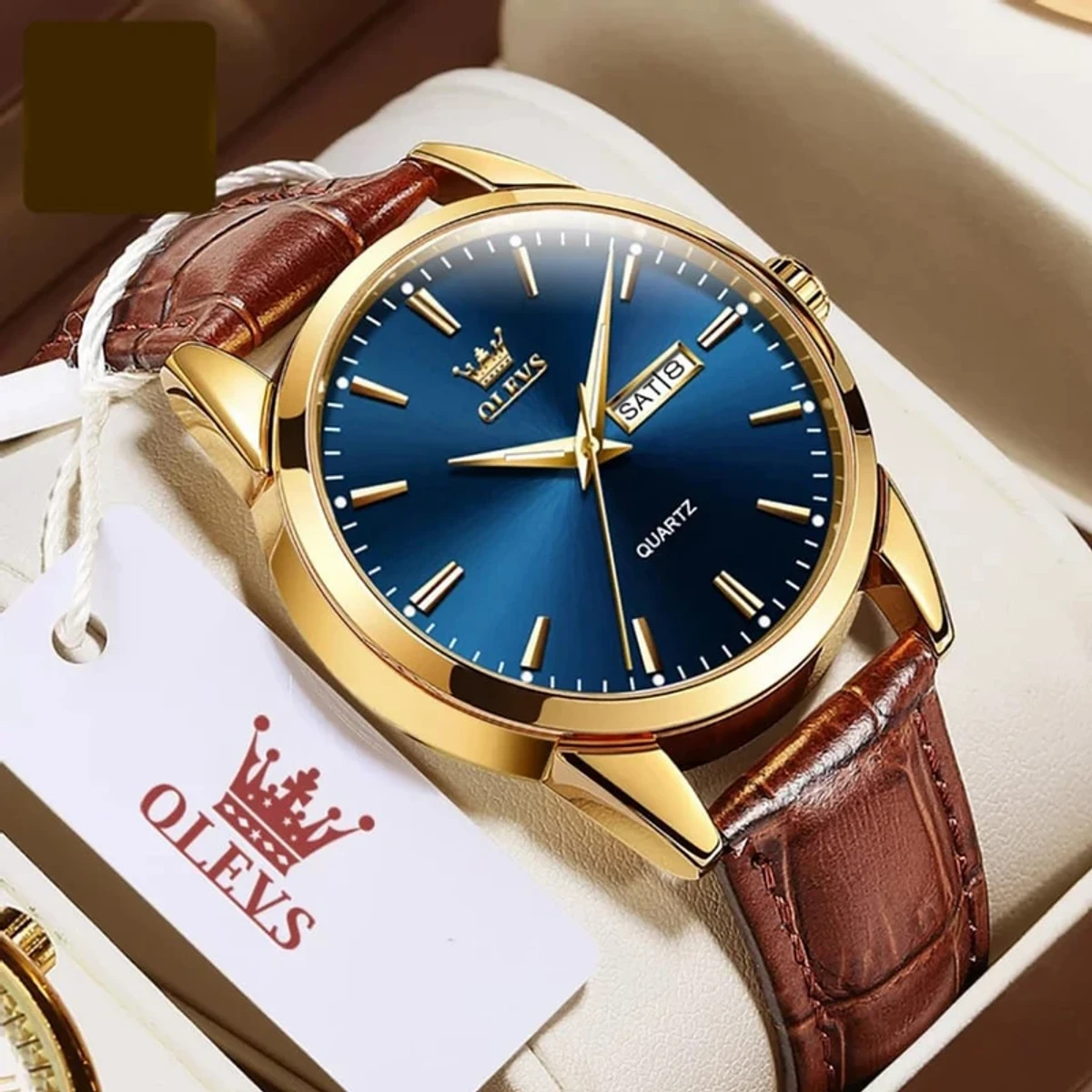 OLEVS 6898 Men Watch Luxury Leather Luminous Hand Watch