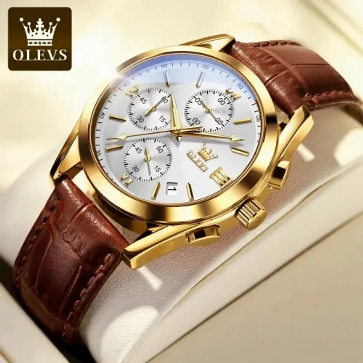 OLEVS Watch Model 2872 Waterproof Quartz Fashion Watch For Men White