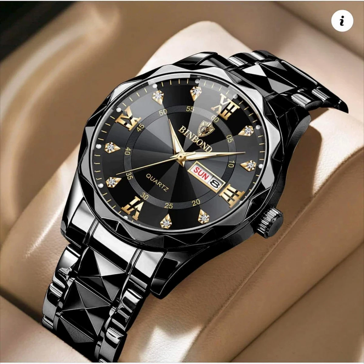 Luxury Binbond authentic men's watch waterproof night light dual calendar watch men's quartz watch diamond ceiling glass