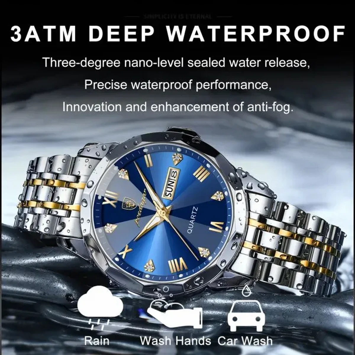 Luxury PODAGER authentic men's watch waterproof night light dual calendar watch men's quartz watch diamond ceiling glass