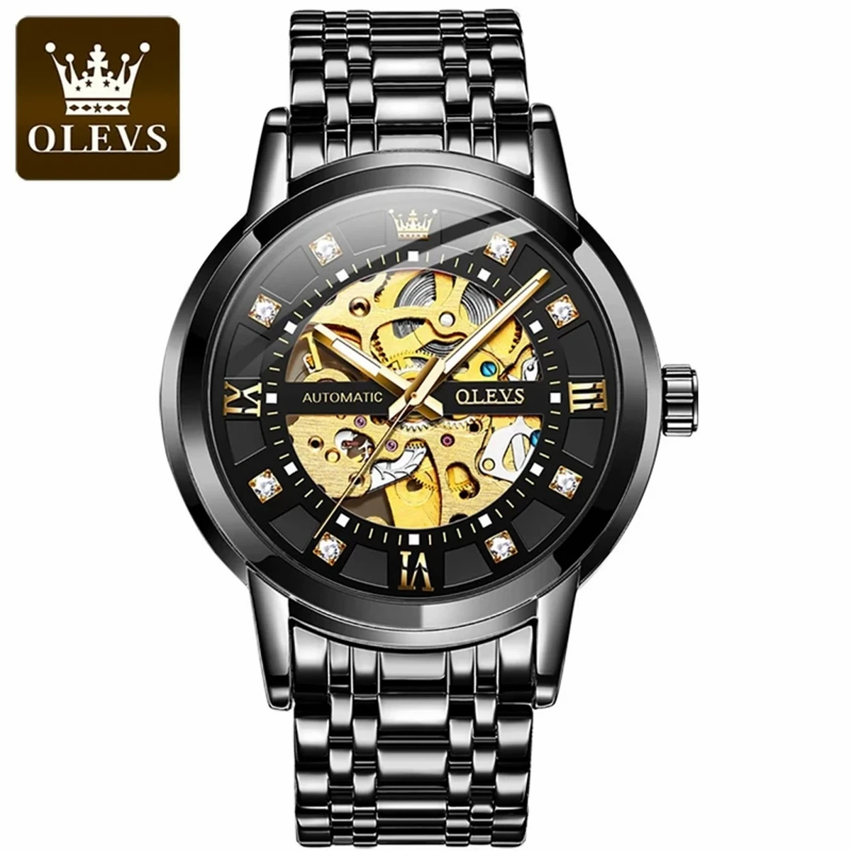 OLEVS Men’s Watch Automatic Business Fashion Waterproof Mechanical Luminous Stainless Steel Watch For Men