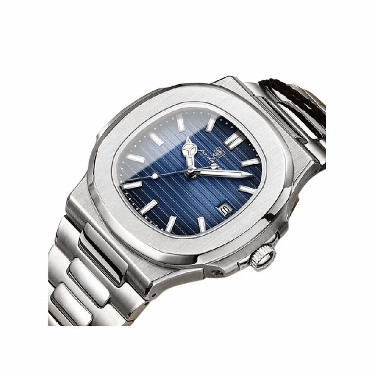 Poedagar 613 Business Quartz Luxury Stainless Steel Watch for Men – Silver Blue