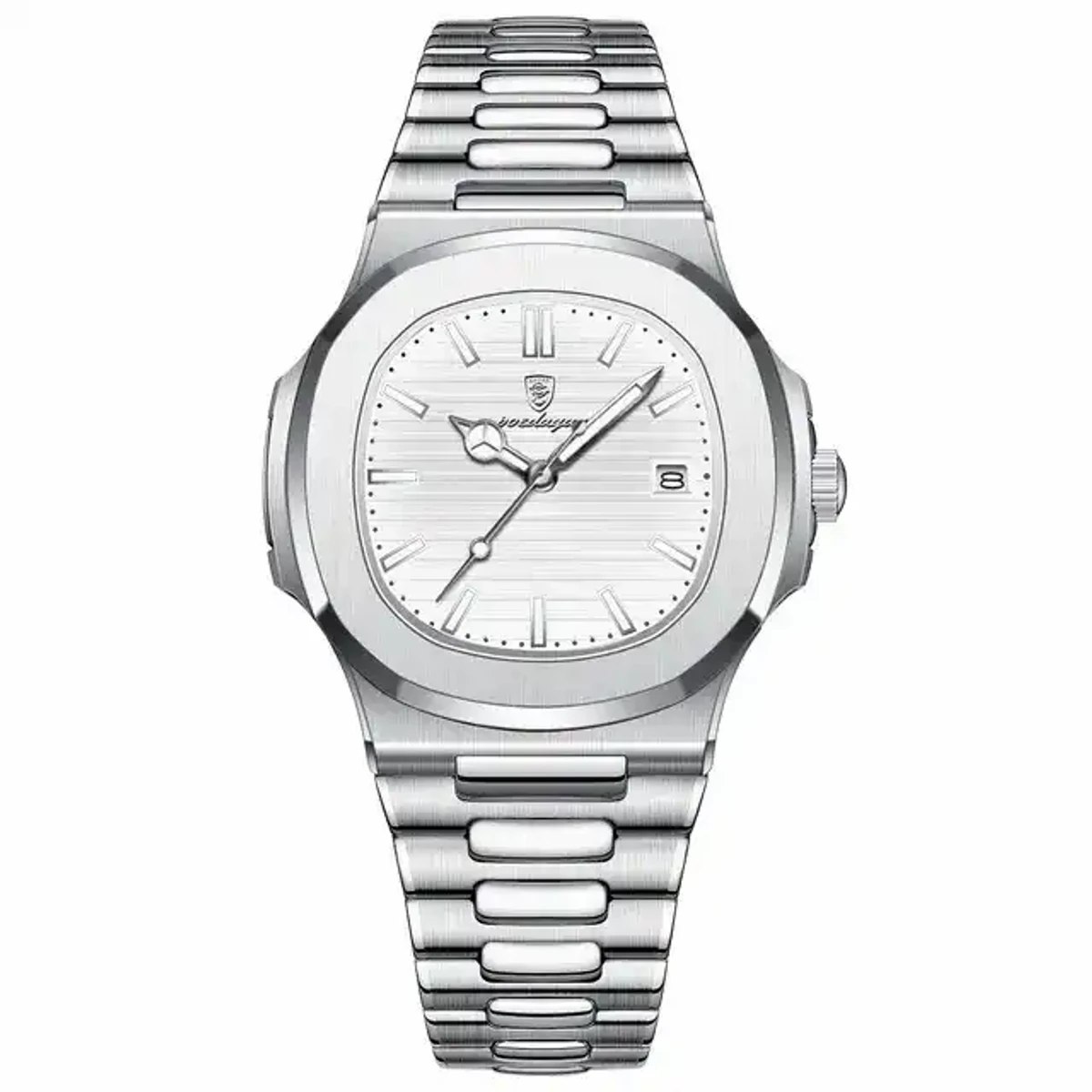 Poedagar 613 Business Quartz Luxury Stainless Steel Watch for Men-silver white