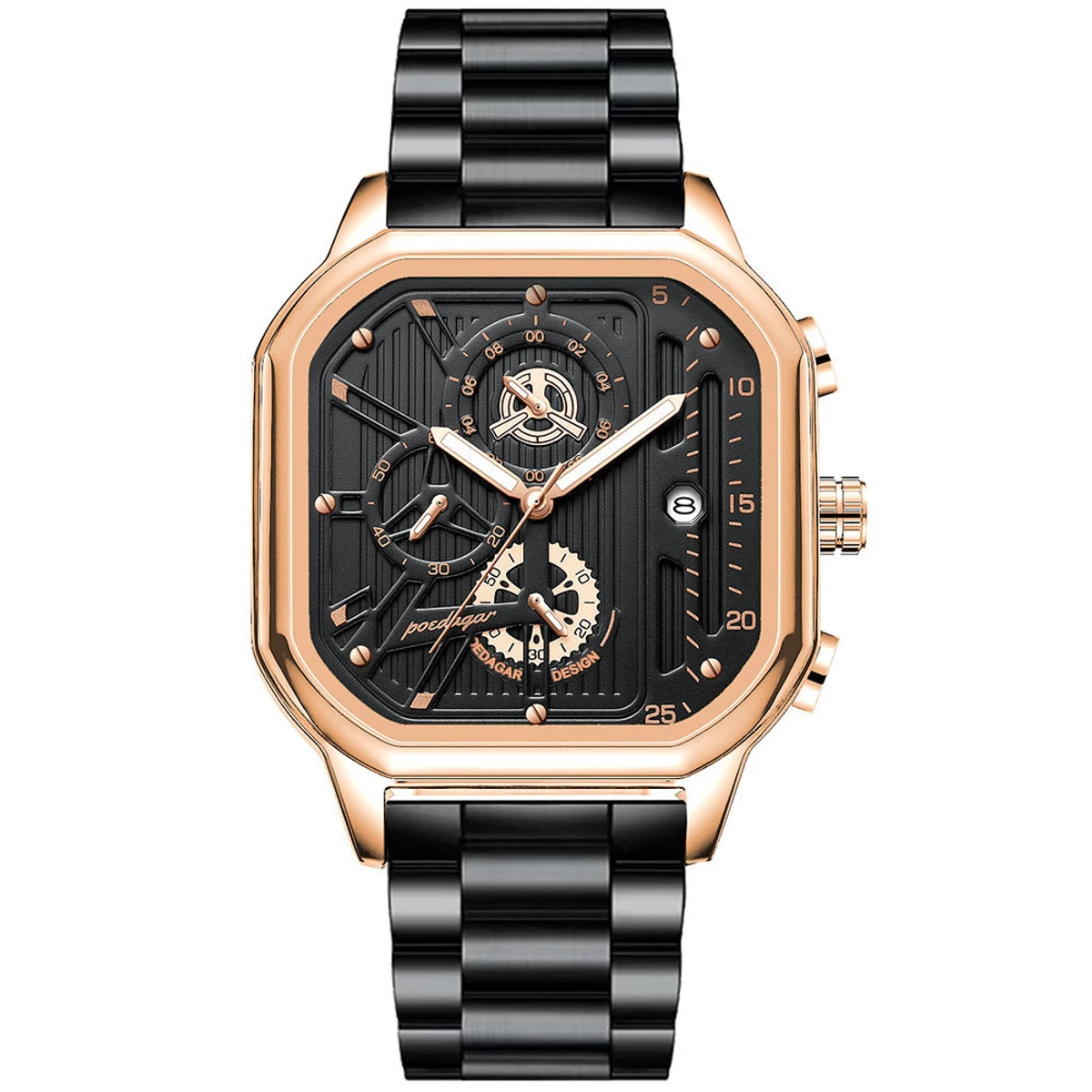 POEDAGAR 628 Luxury Casual Male Watch Fashion Chronograph Stainless Steel Waterproof