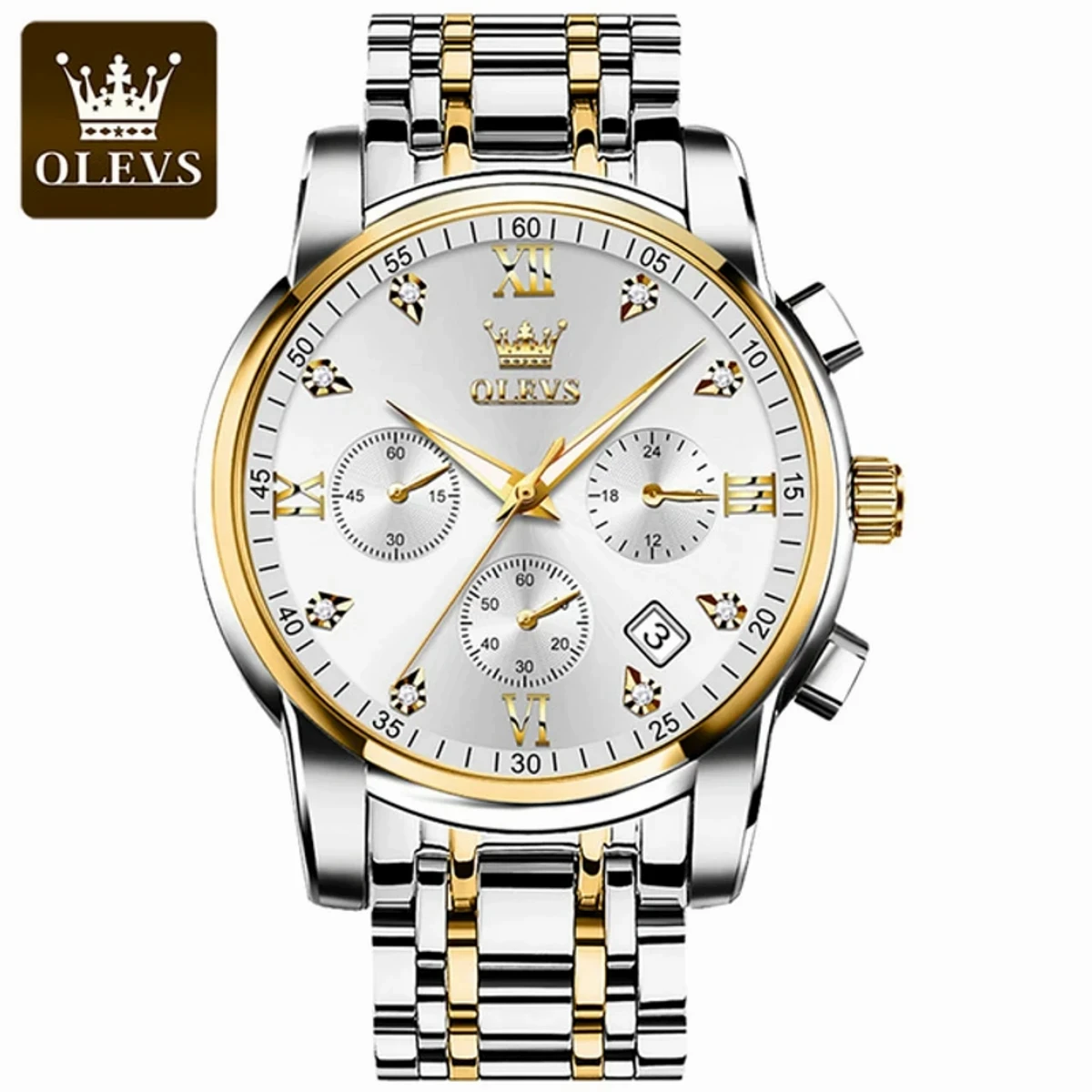 OLEVS MODEL Watch for Men Stainless Steel Watches  TOTON AR DIAL WHITE COOLER WATCH - MAN WATCH