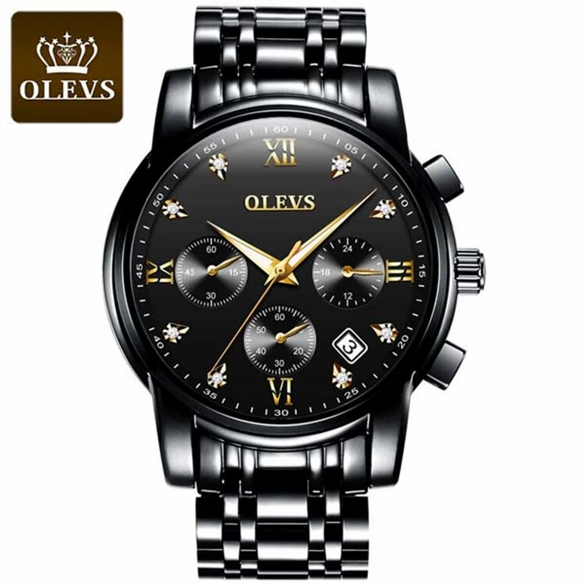 OLEVS MODEL Watch for Men Stainless Steel Watches Full BLACK COOLER WATCH - MAN WATCH