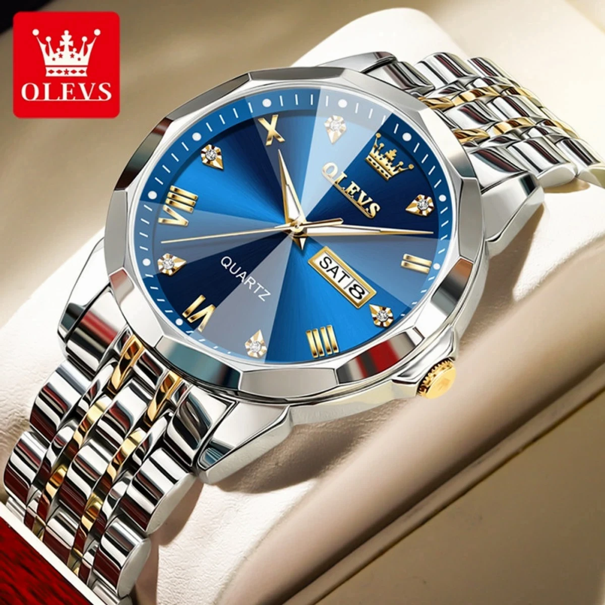 OLEVS MODEL 9931 Watch for Men Stainless Steel Watches - 9941 TOTON AR DIAL BLUE- MAN WATCH