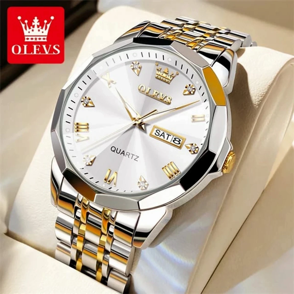 OLEVS MODEL 9931 Watch for Men Stainless Steel Watches - 9941 TOTON AR DIAL WHITE - MAN WATCH